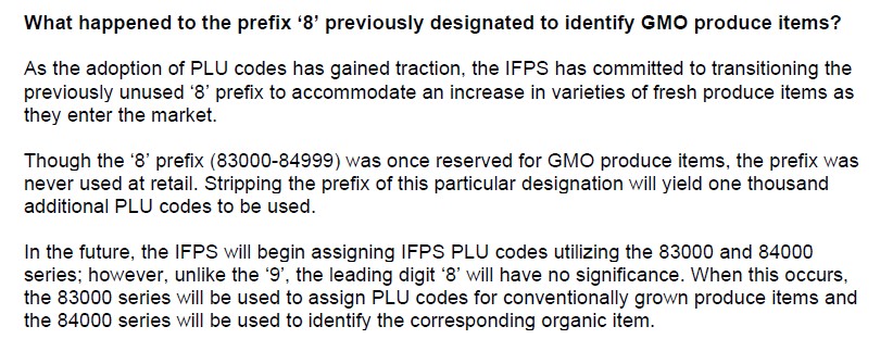 遺伝子組み換え作物のPLUコードについて